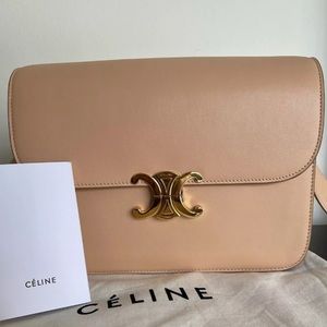 Celine Triomphe Bag Medium in Peach Calfskin Rare